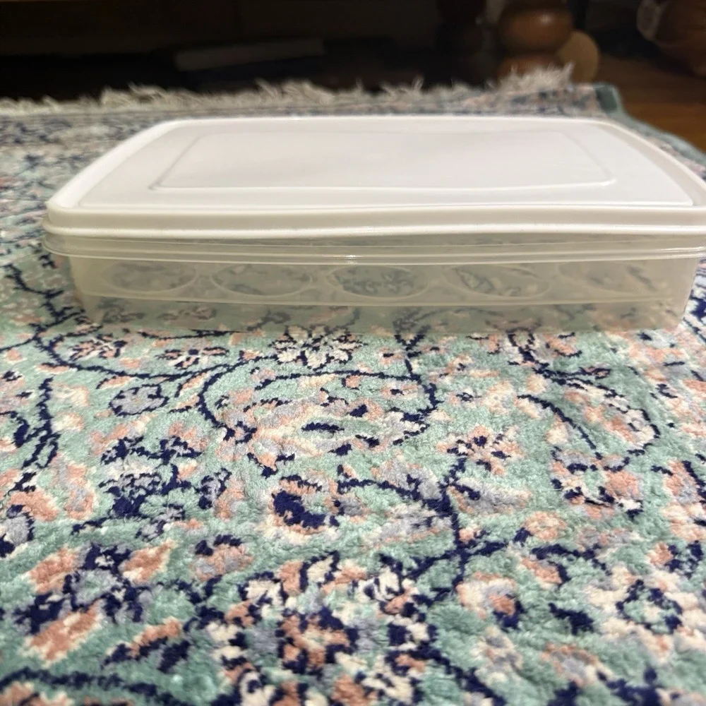 2 Rubbermaid Servin Saver Deviled Egg Container 4910 Almond Lid Holds 20 Eggs